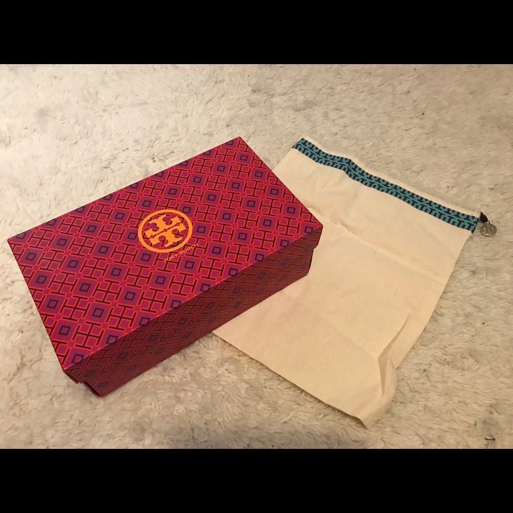 Tory Burch shoebox and canvas bag